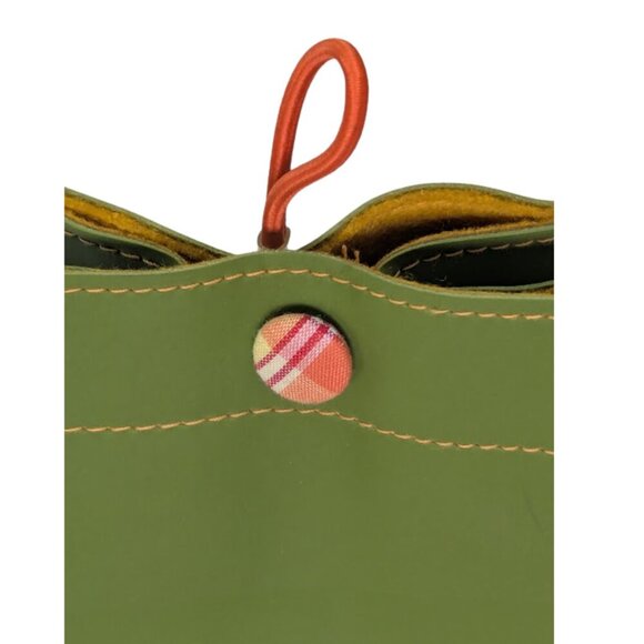 Mod Minimalist Vinyl Tote Bag Alan Stuart New York Green Structured Shoulder Bag - Picture 8 of 11